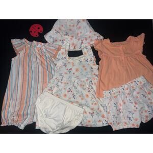THREE Adorable Baby Girl Outfits With Matching Hat 6M